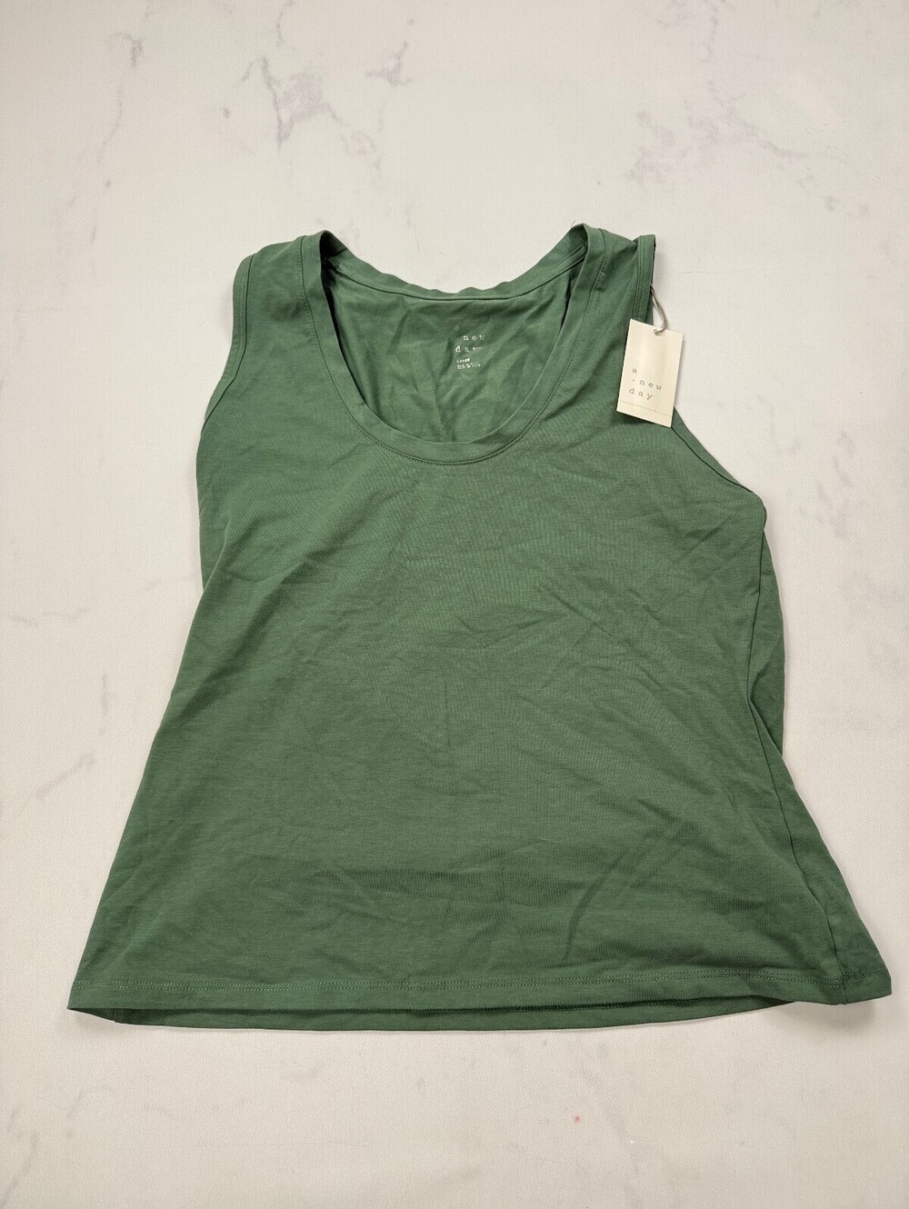 A New Day Day Tank Green Modern Minimalist Scoop Neck - Womens Large